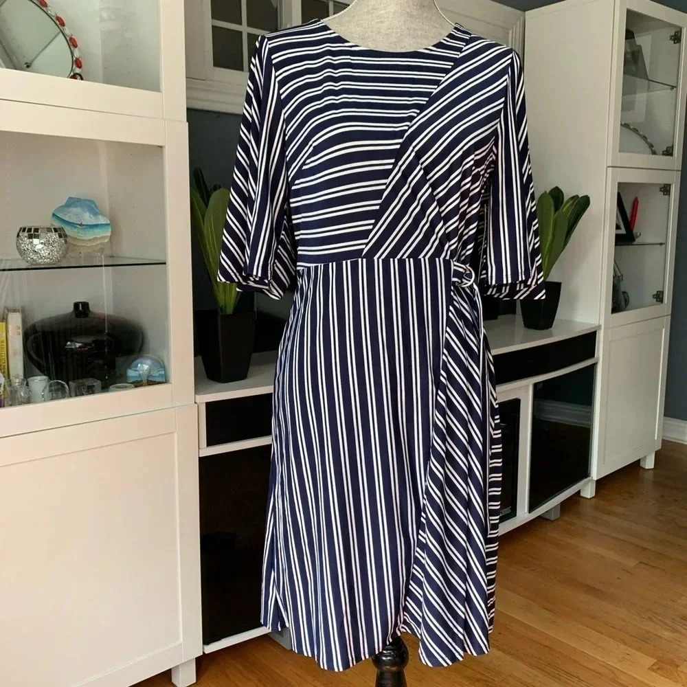 **NEW TACERA Striped Fit and Flare Dress
